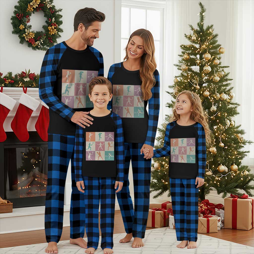 Tennis Lover Colorful Pastel Grid Sports Fan Gift Plaid Pajama Set TS12 Blue Plaid Print Your Wear