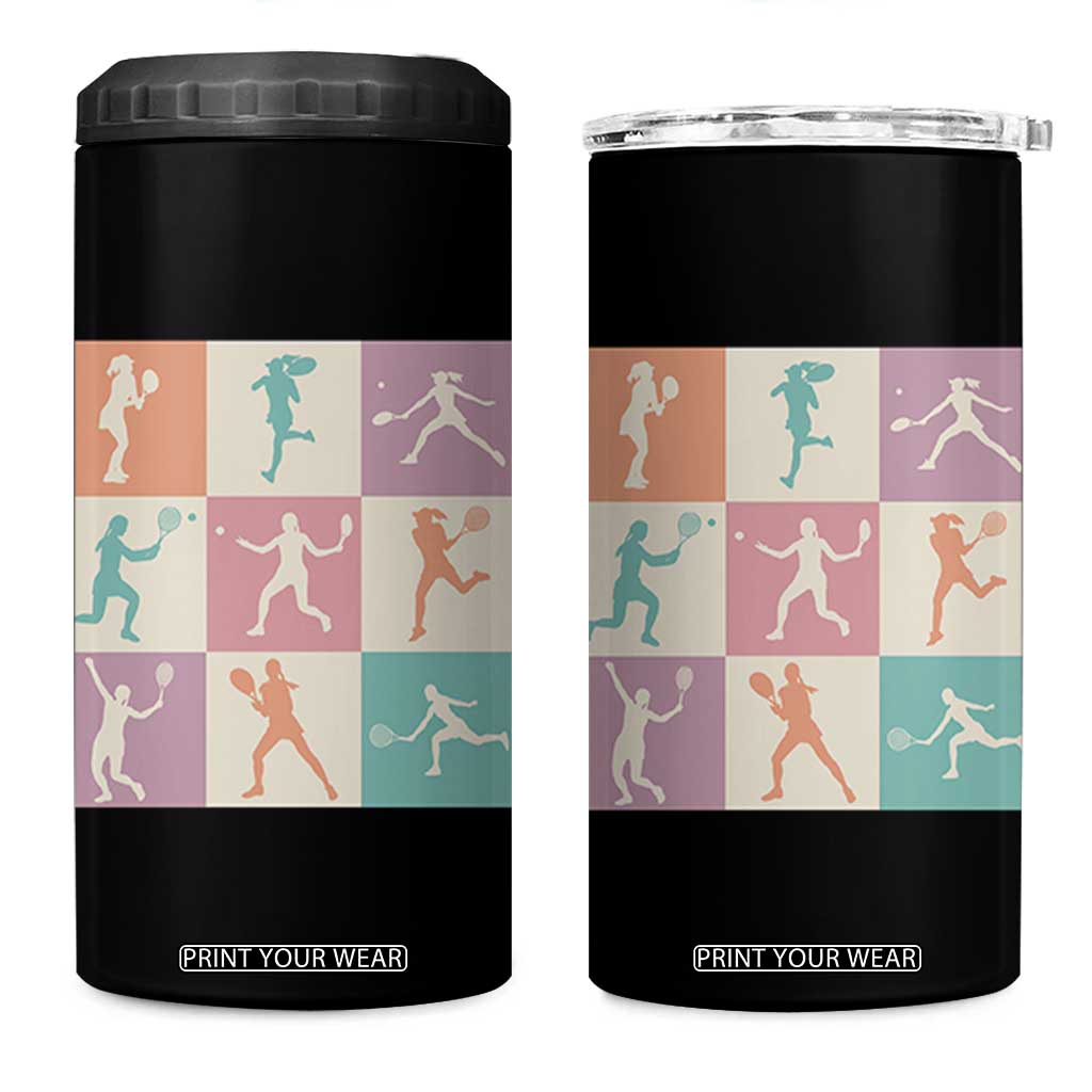 Tennis Lover Colorful Pastel Grid Sports Fan Gift 4 in 1 Can Cooler Tumbler TS12 One Size: 16 oz Black Print Your Wear