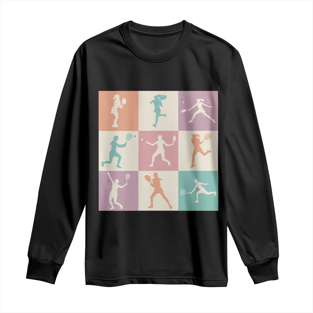 Tennis Lover Colorful Pastel Grid Sports Fan Gift Long Sleeve Shirt TS12 Black Print Your Wear