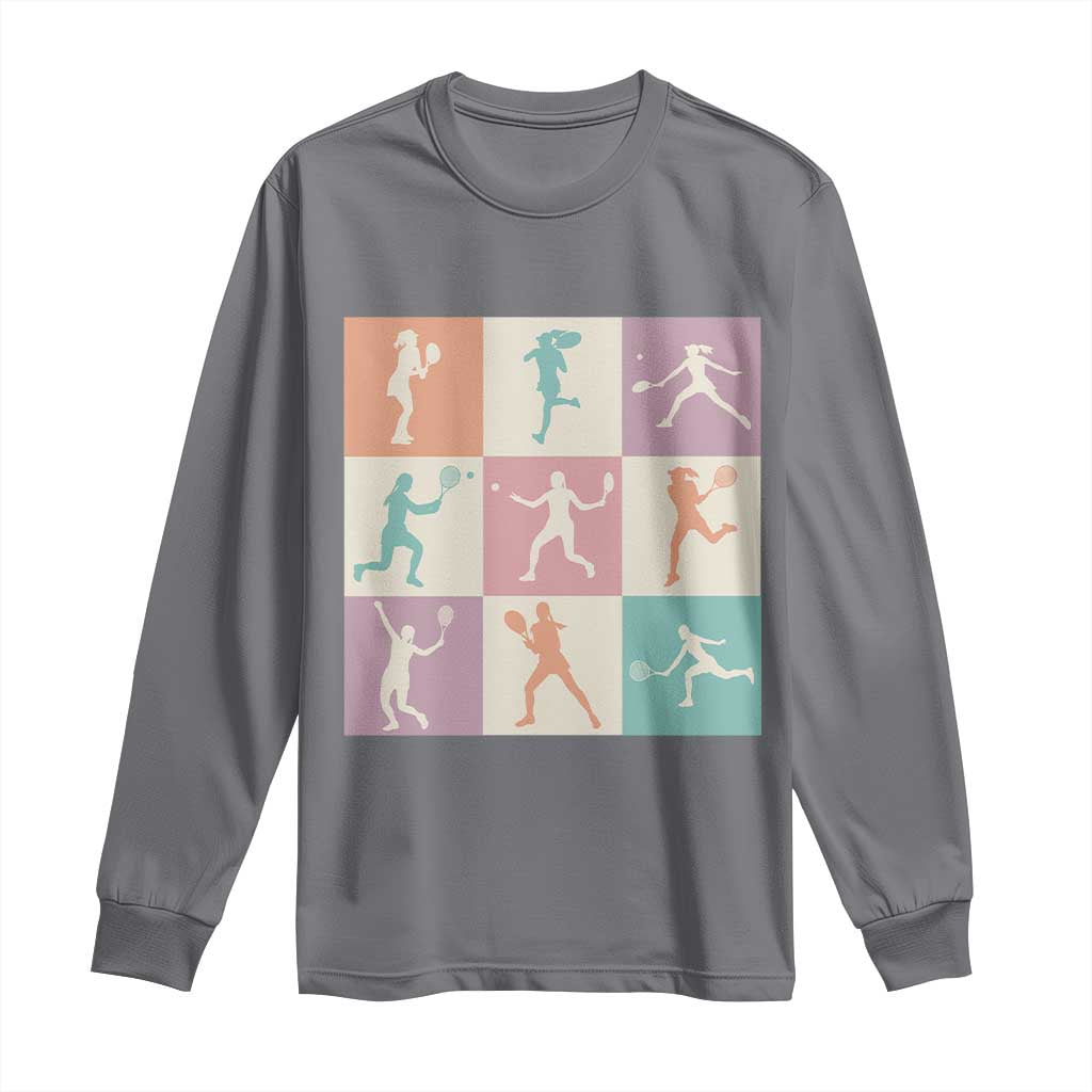 Tennis Lover Colorful Pastel Grid Sports Fan Gift Long Sleeve Shirt TS12 Charcoal Print Your Wear