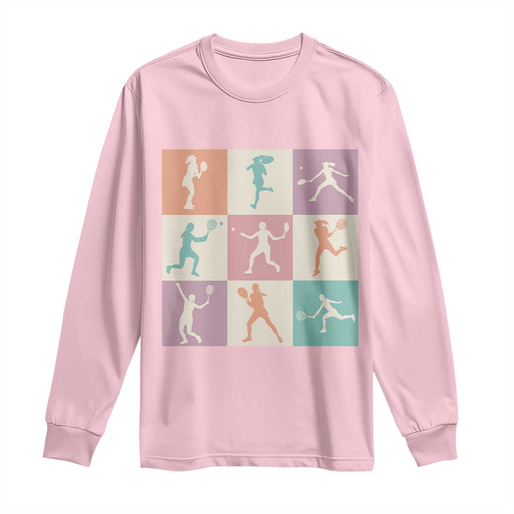Tennis Lover Colorful Pastel Grid Sports Fan Gift Long Sleeve Shirt TS12 Light Pink Print Your Wear
