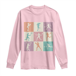 Tennis Lover Colorful Pastel Grid Sports Fan Gift Long Sleeve Shirt TS12 Light Pink Print Your Wear
