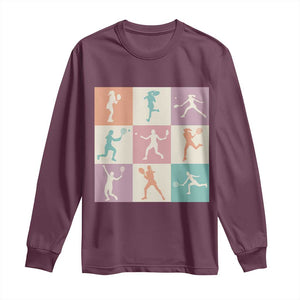 Tennis Lover Colorful Pastel Grid Sports Fan Gift Long Sleeve Shirt TS12 Maroon Print Your Wear