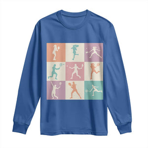 Tennis Lover Colorful Pastel Grid Sports Fan Gift Long Sleeve Shirt TS12 Royal Blue Print Your Wear