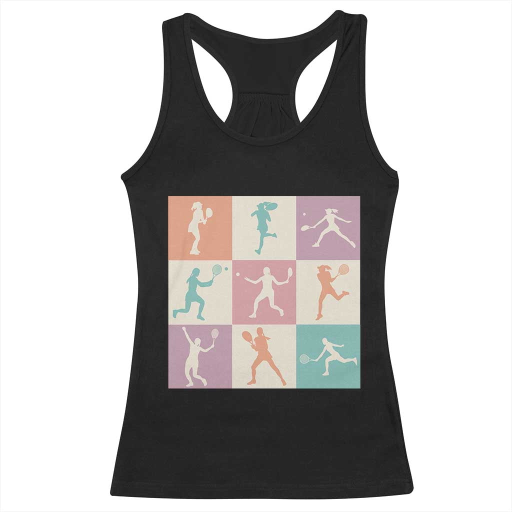 Tennis Lover Colorful Pastel Grid Sports Fan Gift Racerback Tank Top TS12 Black Print Your Wear