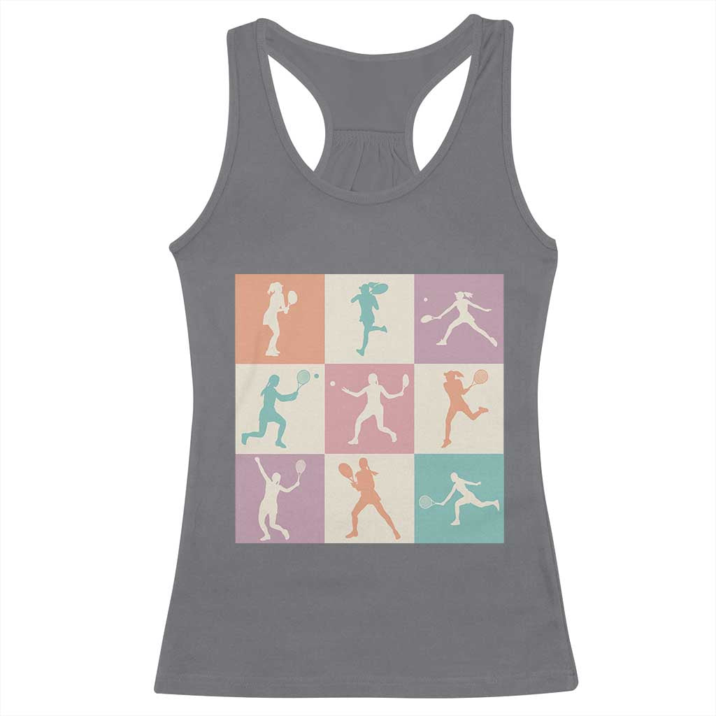 Tennis Lover Colorful Pastel Grid Sports Fan Gift Racerback Tank Top TS12 Charcoal Print Your Wear