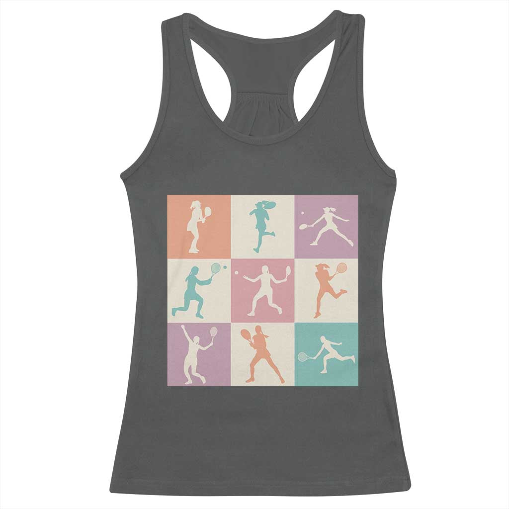 Tennis Lover Colorful Pastel Grid Sports Fan Gift Racerback Tank Top TS12 Dark Heather Print Your Wear