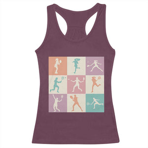 Tennis Lover Colorful Pastel Grid Sports Fan Gift Racerback Tank Top TS12 Maroon Print Your Wear
