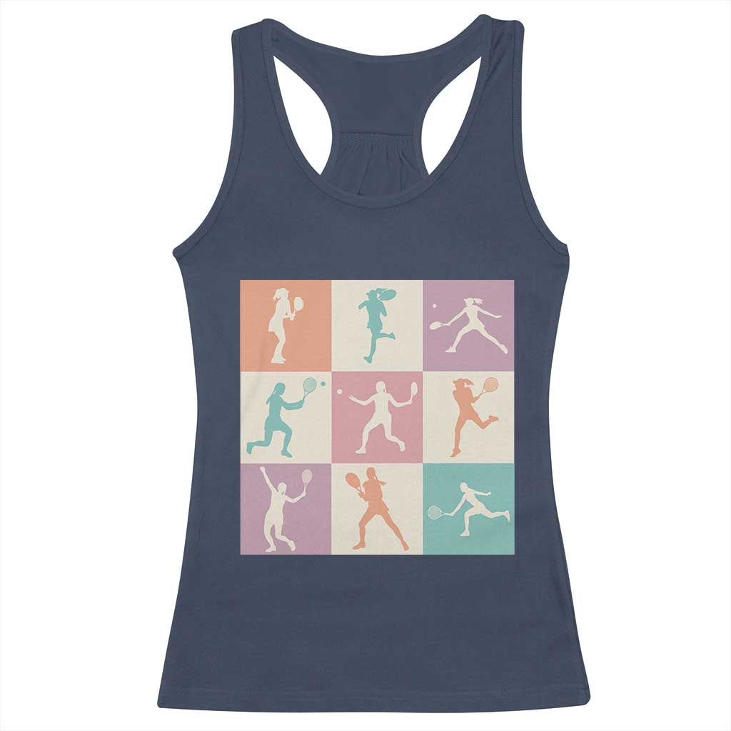 Tennis Lover Colorful Pastel Grid Sports Fan Gift Racerback Tank Top TS12 Navy Print Your Wear
