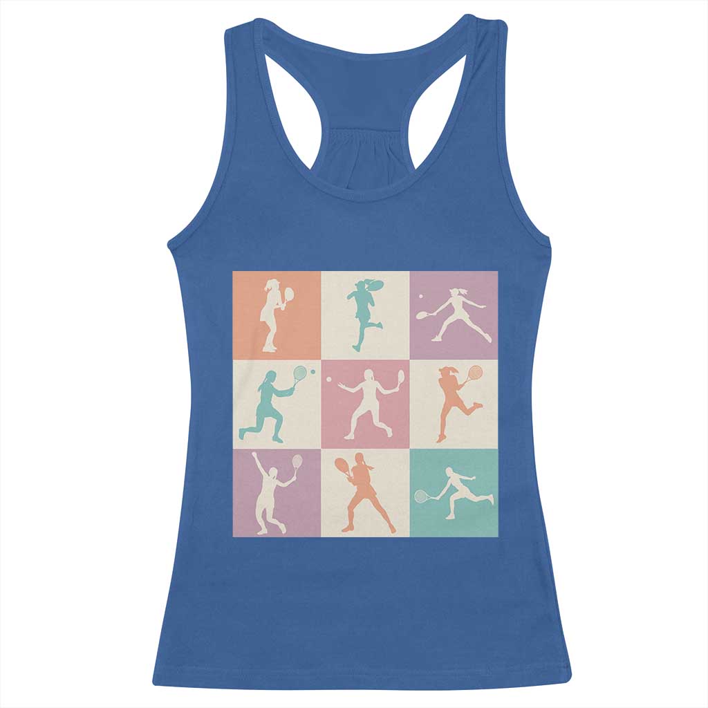 Tennis Lover Colorful Pastel Grid Sports Fan Gift Racerback Tank Top TS12 Royal Blue Print Your Wear