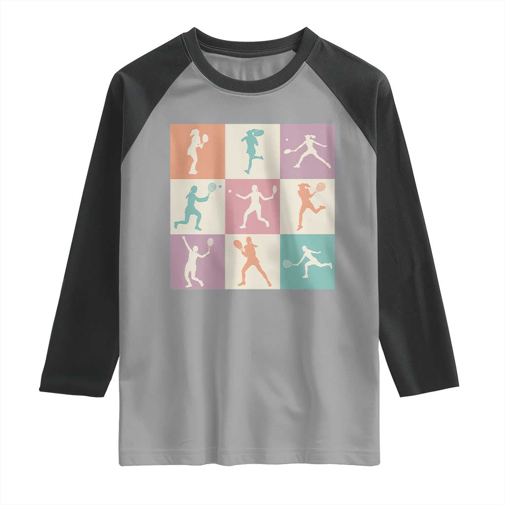 Tennis Lover Colorful Pastel Grid Sports Fan Gift Raglan Shirt TS12 Sport Gray Black Print Your Wear