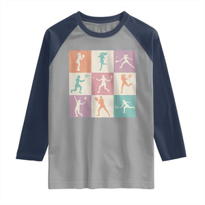 Tennis Lover Colorful Pastel Grid Sports Fan Gift Raglan Shirt TS12 Sport Gray Navy Print Your Wear
