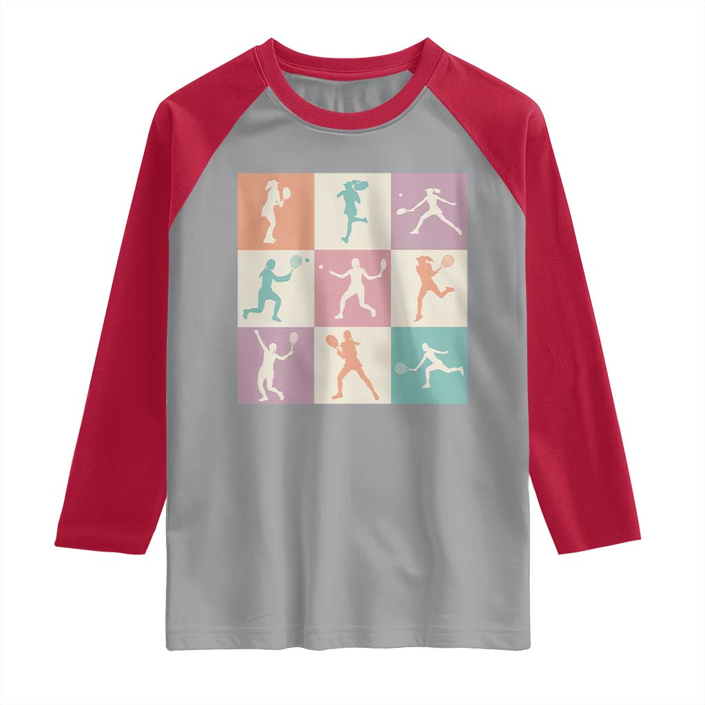 Tennis Lover Colorful Pastel Grid Sports Fan Gift Raglan Shirt TS12 Sport Gray Red Print Your Wear