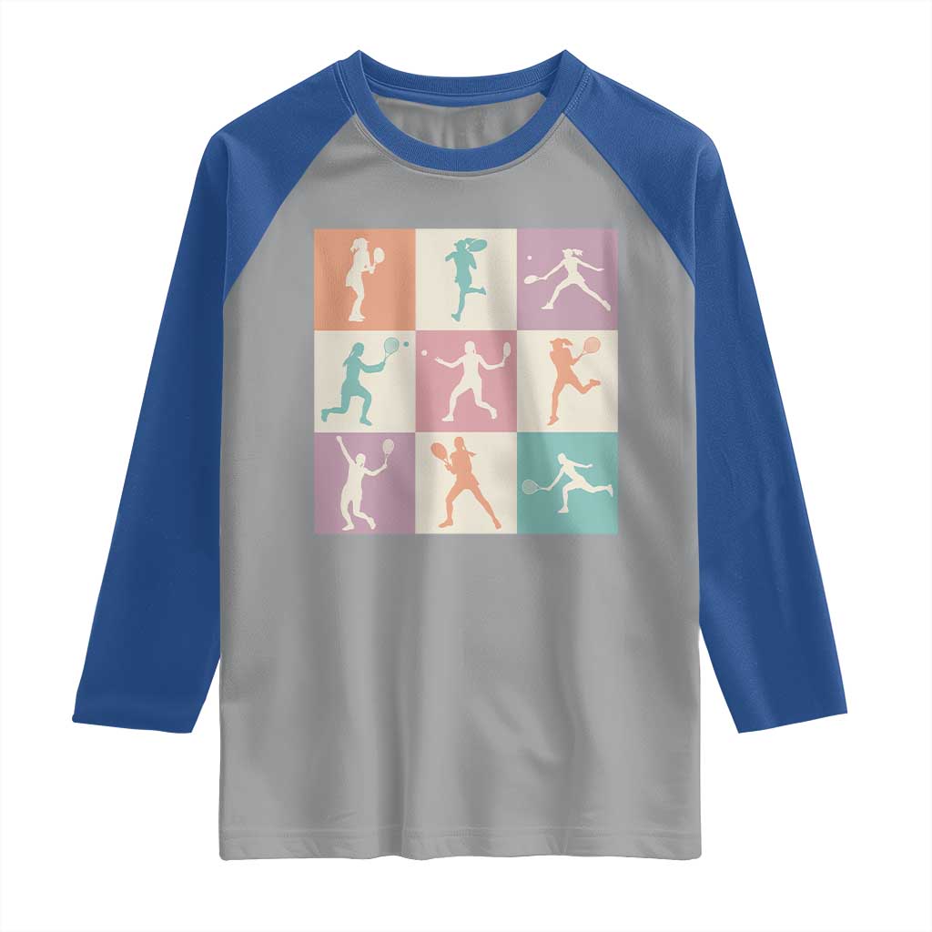 Tennis Lover Colorful Pastel Grid Sports Fan Gift Raglan Shirt TS12 Sport Gray Royal Print Your Wear
