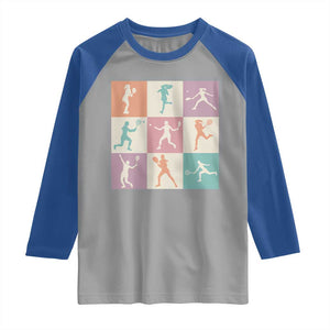 Tennis Lover Colorful Pastel Grid Sports Fan Gift Raglan Shirt TS12 Sport Gray Royal Print Your Wear