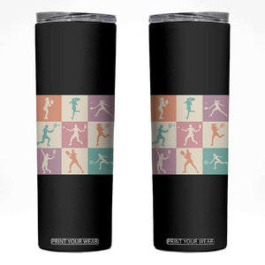 Tennis Lover Colorful Pastel Grid Sports Fan Gift Skinny Tumbler TS12 Black Print Your Wear