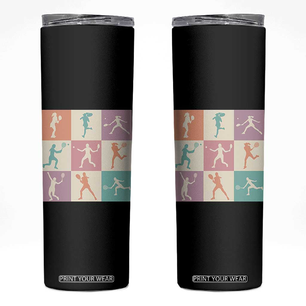 Tennis Lover Colorful Pastel Grid Sports Fan Gift Skinny Tumbler TS12 Black Print Your Wear