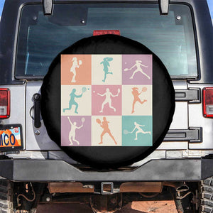 Tennis Lover Colorful Pastel Grid Sports Fan Gift Spare Tire Cover TS12 No hole Black Print Your Wear