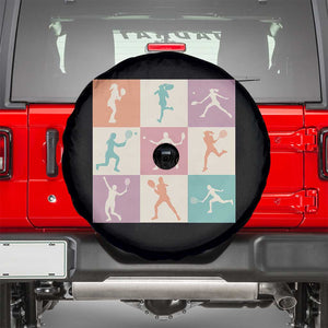 Tennis Lover Colorful Pastel Grid Sports Fan Gift Spare Tire Cover TS12 Black Print Your Wear