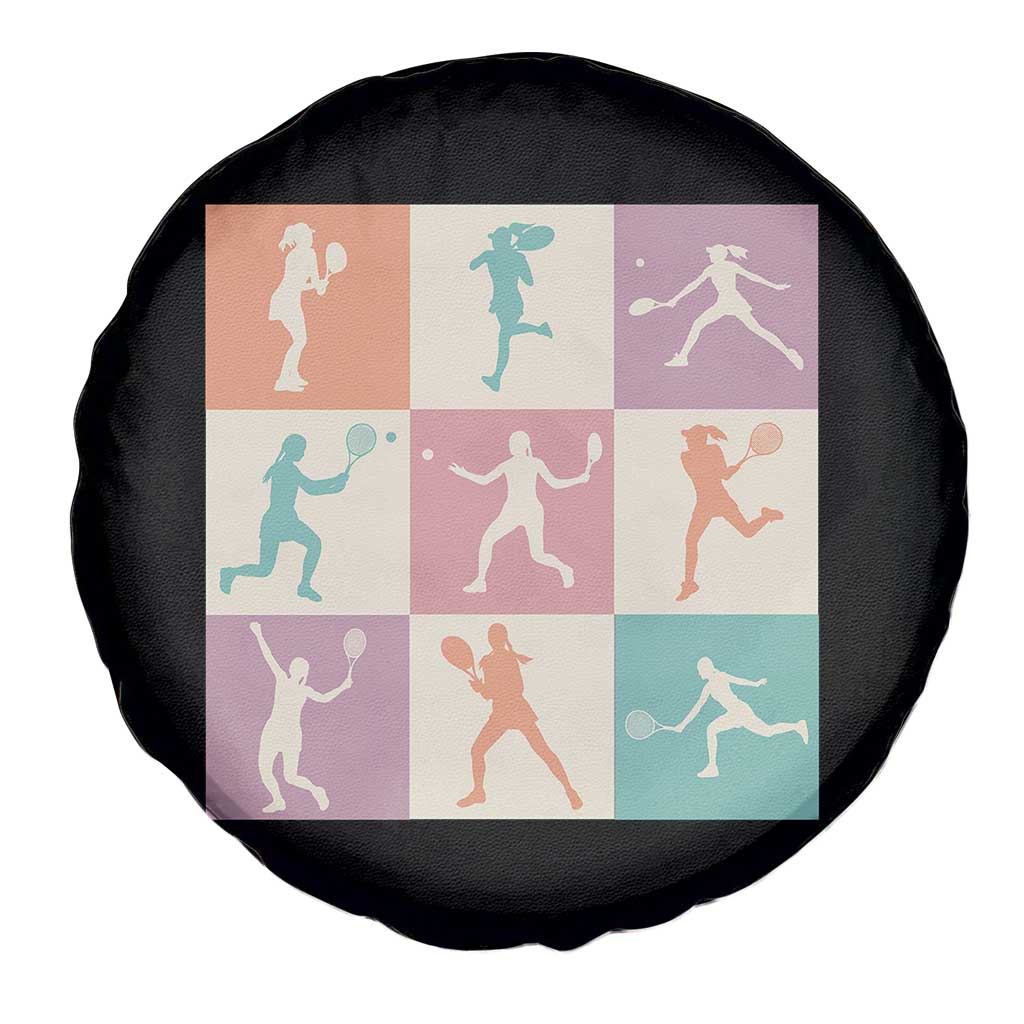 Tennis Lover Colorful Pastel Grid Sports Fan Gift Spare Tire Cover TS12 Print Your Wear