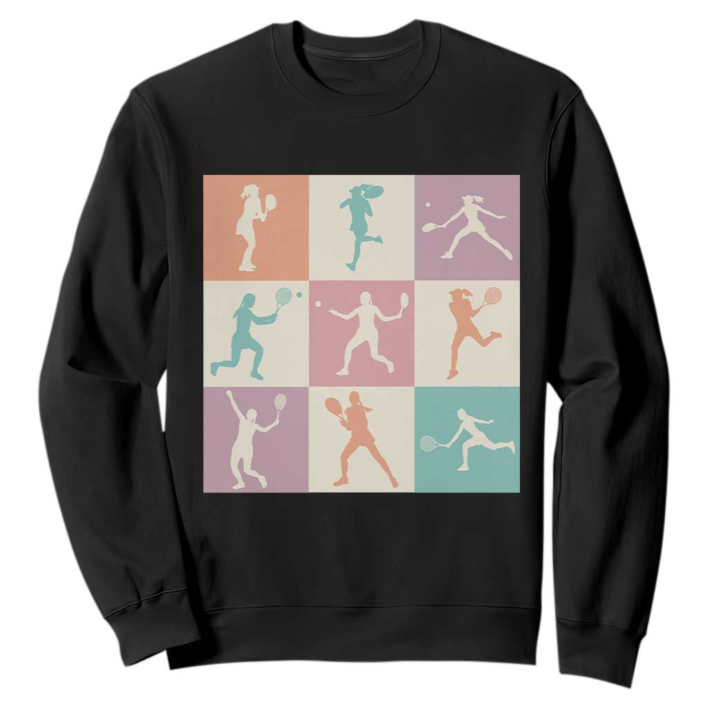 Tennis Lover Colorful Pastel Grid Sports Fan Gift Sweatshirt TS12 Black Print Your Wear