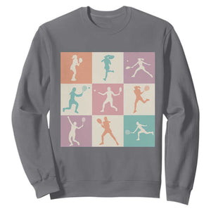 Tennis Lover Colorful Pastel Grid Sports Fan Gift Sweatshirt TS12 Charcoal Print Your Wear