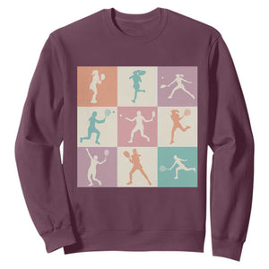 Tennis Lover Colorful Pastel Grid Sports Fan Gift Sweatshirt TS12 Maroon Print Your Wear