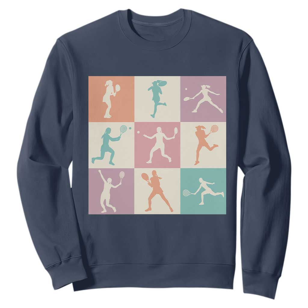 Tennis Lover Colorful Pastel Grid Sports Fan Gift Sweatshirt TS12 Navy Print Your Wear