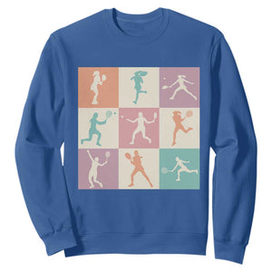 Tennis Lover Colorful Pastel Grid Sports Fan Gift Sweatshirt TS12 Royal Blue Print Your Wear