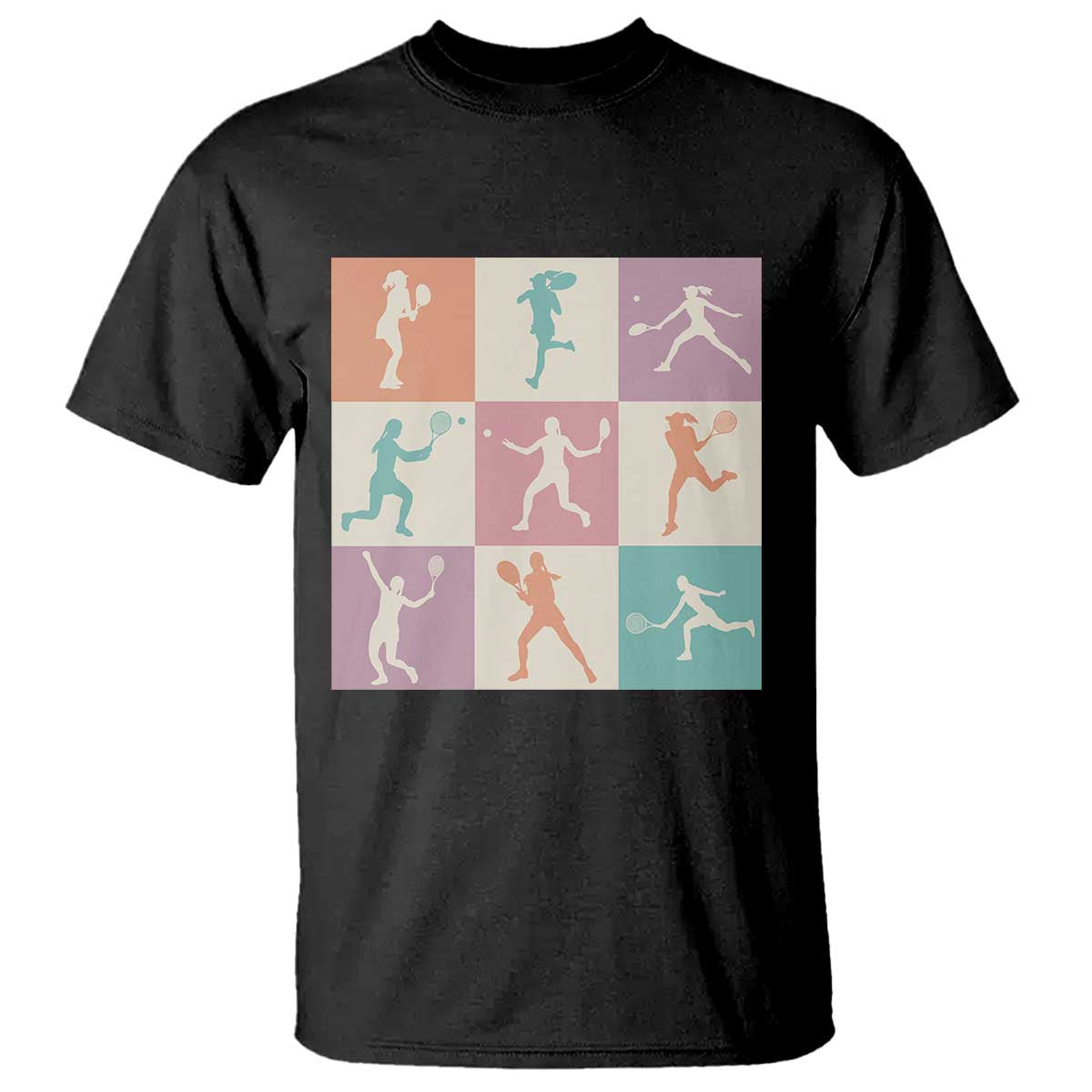 Tennis Lover Colorful Pastel Grid Sports Fan Gift T Shirt TS12 Black Print Your Wear