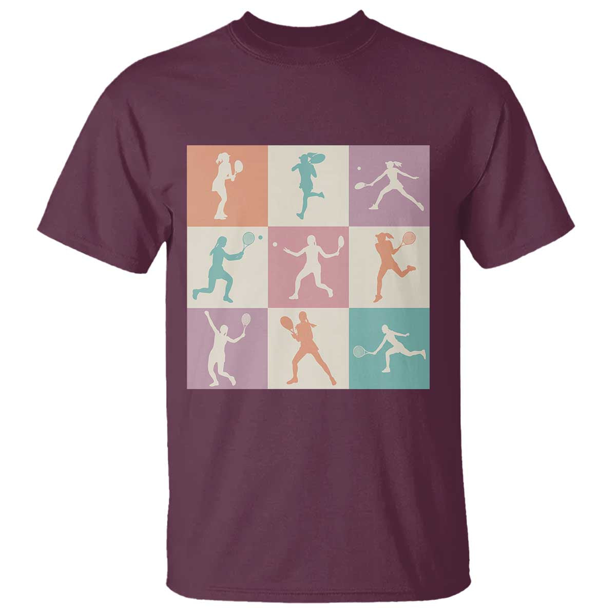 Tennis Lover Colorful Pastel Grid Sports Fan Gift T Shirt TS12 Maroon Print Your Wear