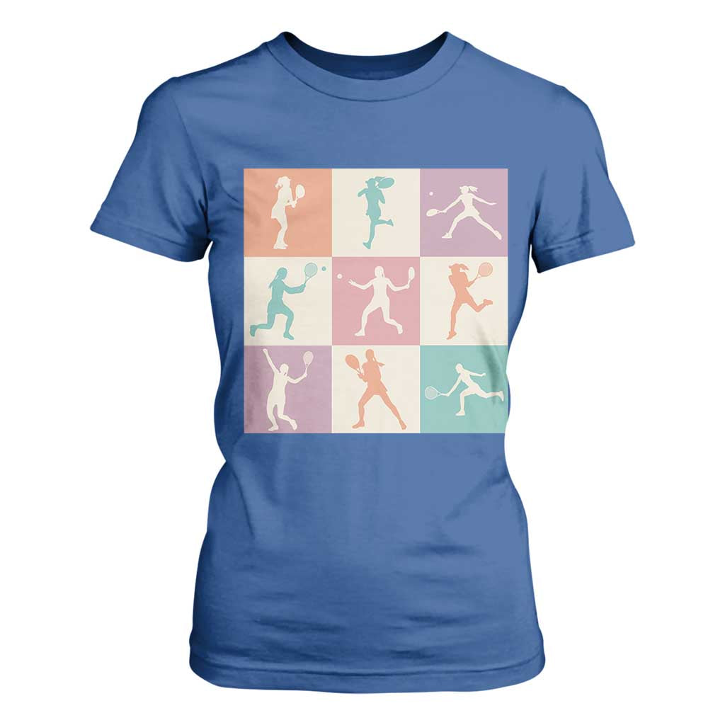 Tennis Lover Colorful Pastel Grid Sports Fan Gift T Shirt For Women TS12 Royal Blue Print Your Wear