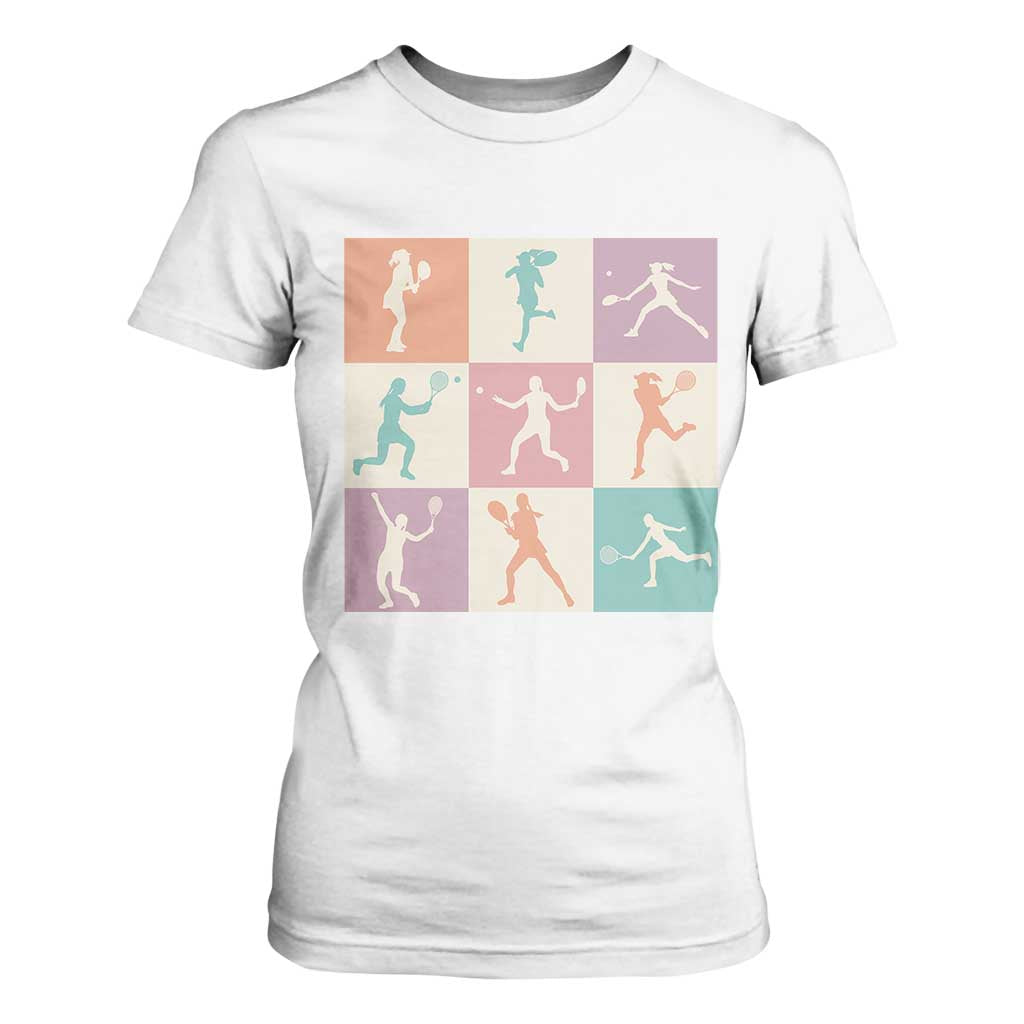 Tennis Lover Colorful Pastel Grid Sports Fan Gift T Shirt For Women TS12 White Print Your Wear