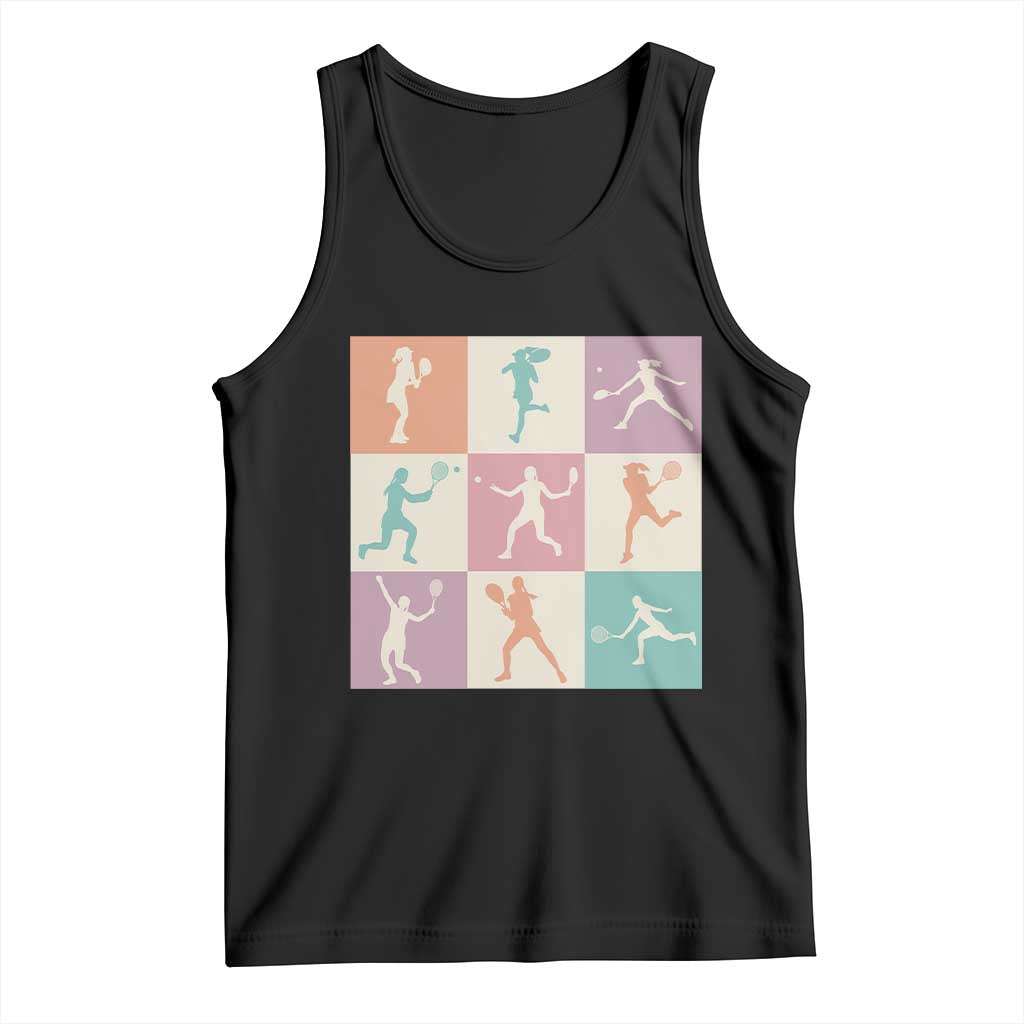 Tennis Lover Colorful Pastel Grid Sports Fan Gift Tank Top TS12 Black Print Your Wear