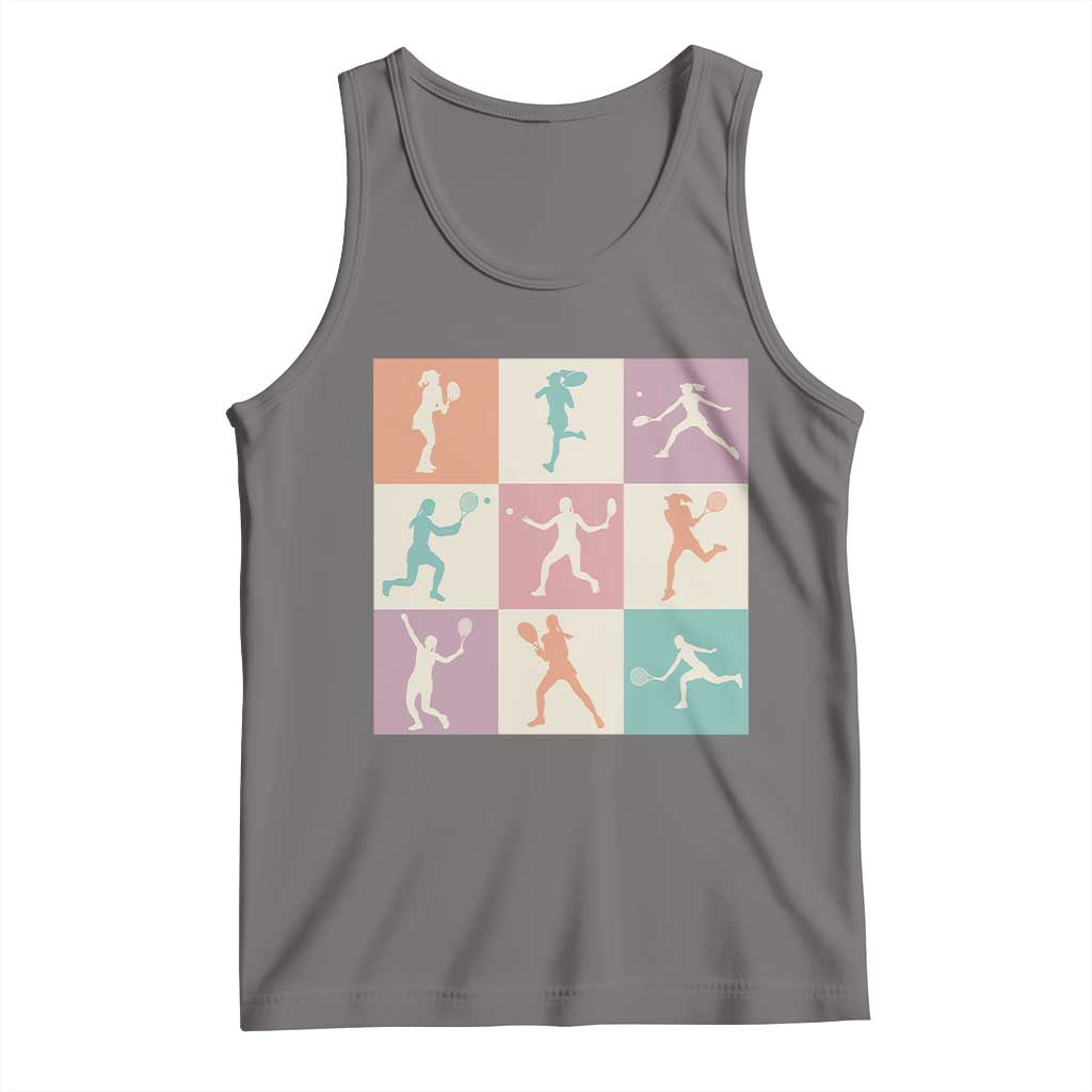 Tennis Lover Colorful Pastel Grid Sports Fan Gift Tank Top TS12 Deep Heather Print Your Wear