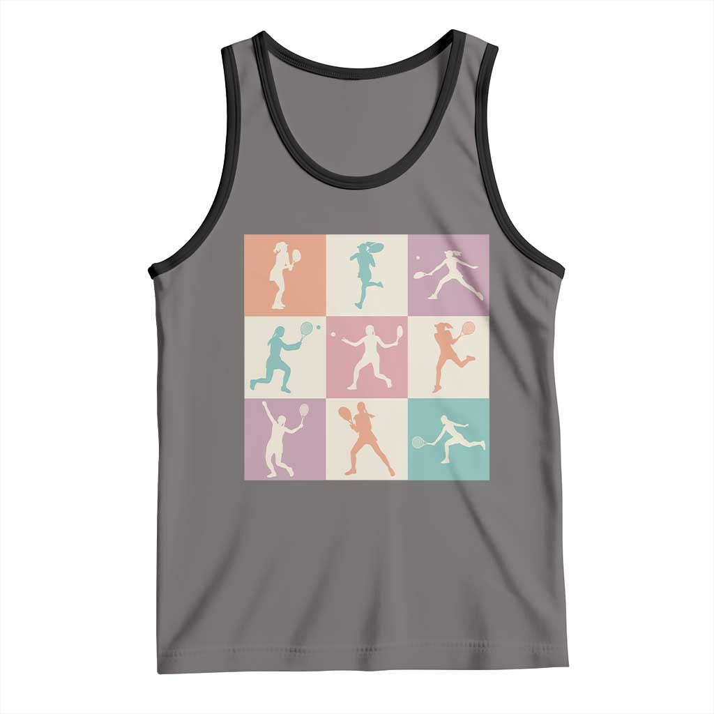 Tennis Lover Colorful Pastel Grid Sports Fan Gift Tank Top TS12 Deep Heather Black Print Your Wear
