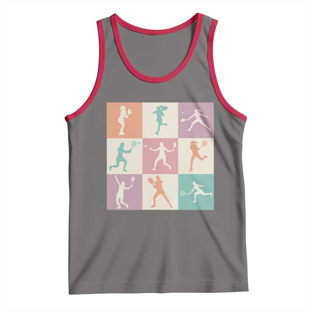 Tennis Lover Colorful Pastel Grid Sports Fan Gift Tank Top TS12 Deep Heather Red Print Your Wear