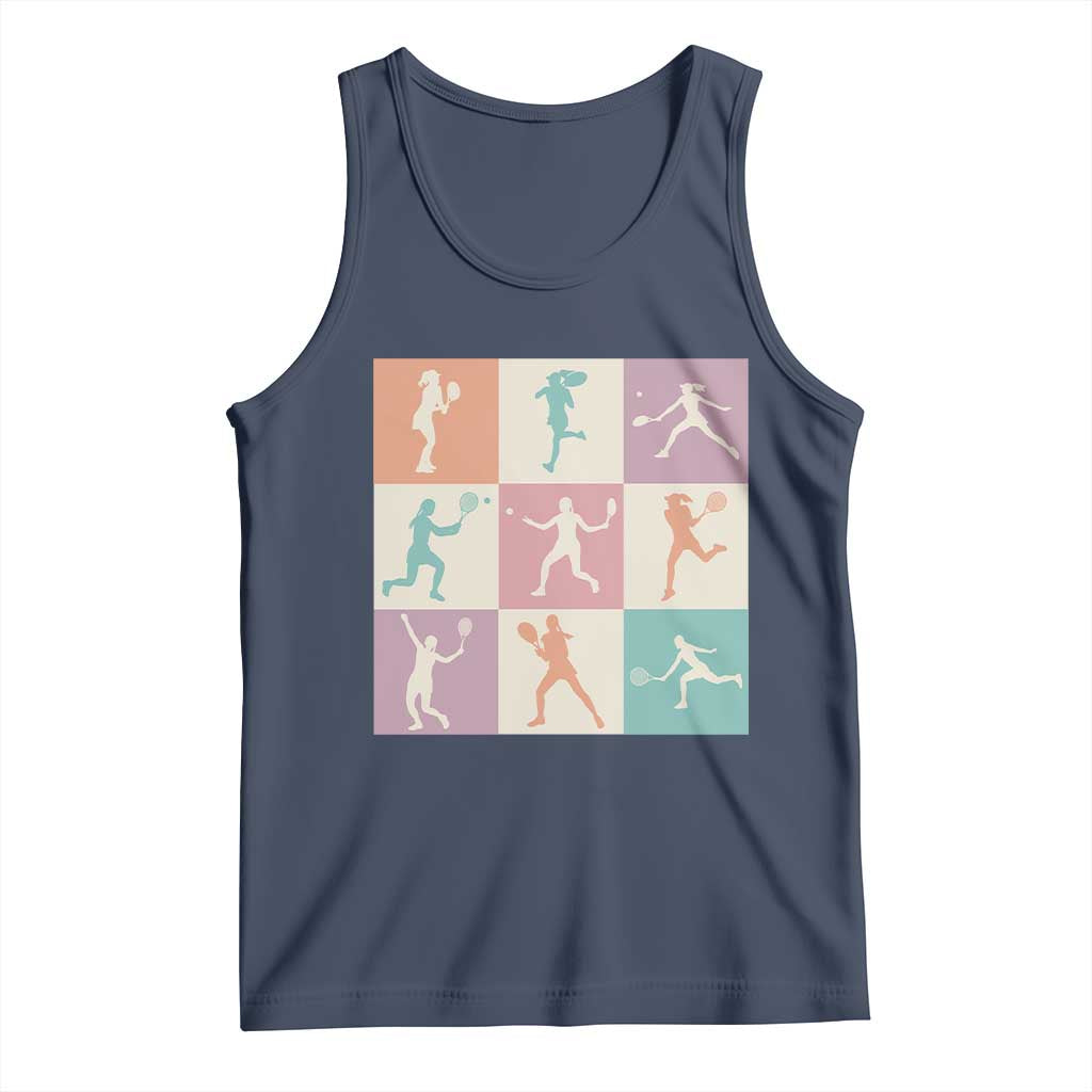 Tennis Lover Colorful Pastel Grid Sports Fan Gift Tank Top TS12 Navy Print Your Wear