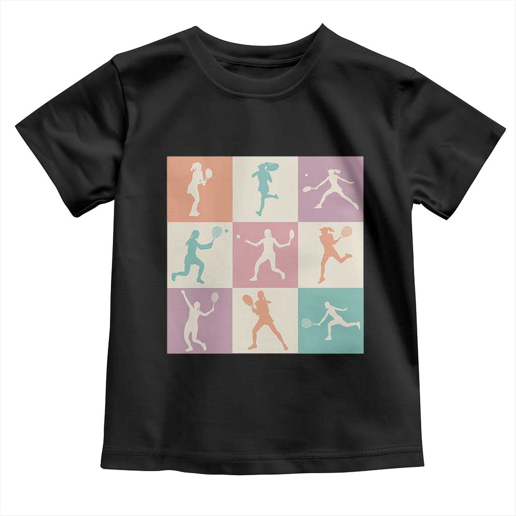 Tennis Lover Colorful Pastel Grid Sports Fan Gift Toddler T Shirt TS12 Black Print Your Wear