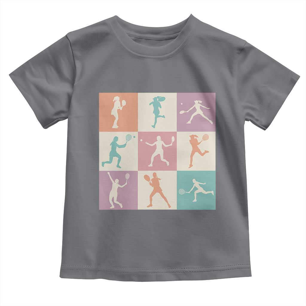 Tennis Lover Colorful Pastel Grid Sports Fan Gift Toddler T Shirt TS12 Charcoal Print Your Wear