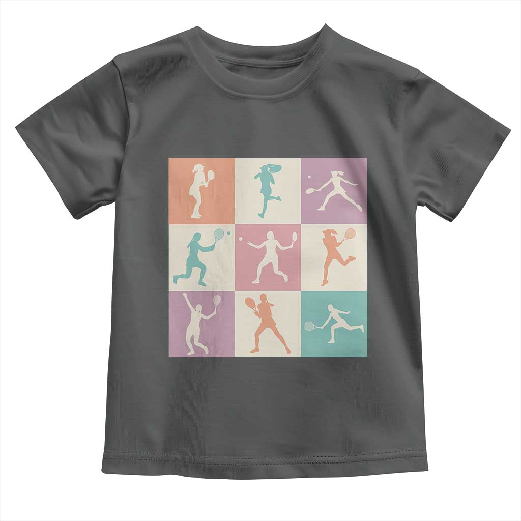 Tennis Lover Colorful Pastel Grid Sports Fan Gift Toddler T Shirt TS12 Dark Heather Print Your Wear