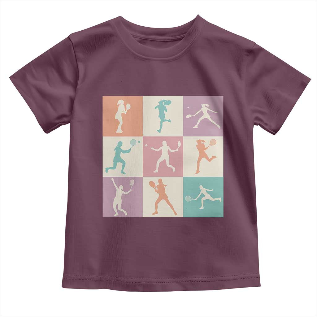 Tennis Lover Colorful Pastel Grid Sports Fan Gift Toddler T Shirt TS12 Maroon Print Your Wear