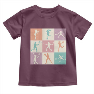 Tennis Lover Colorful Pastel Grid Sports Fan Gift Toddler T Shirt TS12 Maroon Print Your Wear
