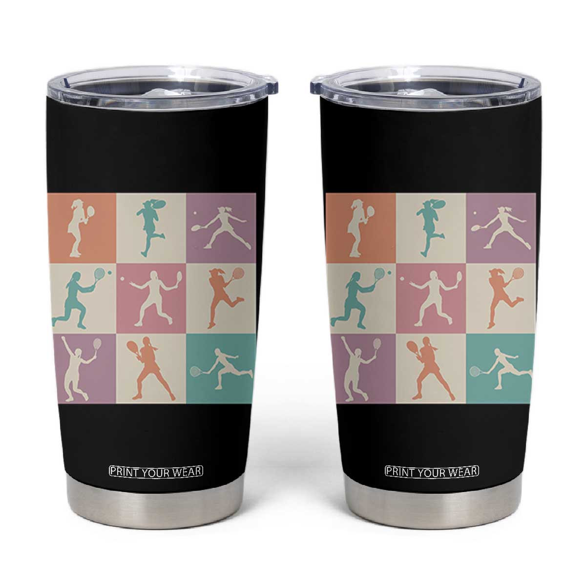 Tennis Lover Colorful Pastel Grid Sports Fan Gift Tumbler Cup TS12 Black Print Your Wear