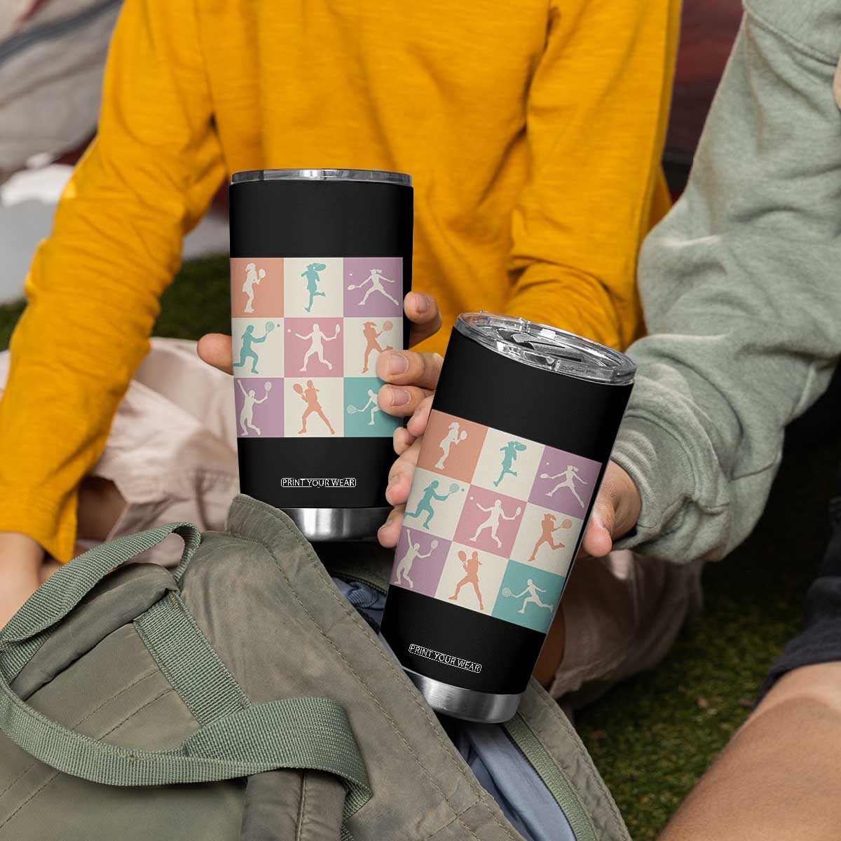Tennis Lover Colorful Pastel Grid Sports Fan Gift Tumbler Cup TS12 Print Your Wear