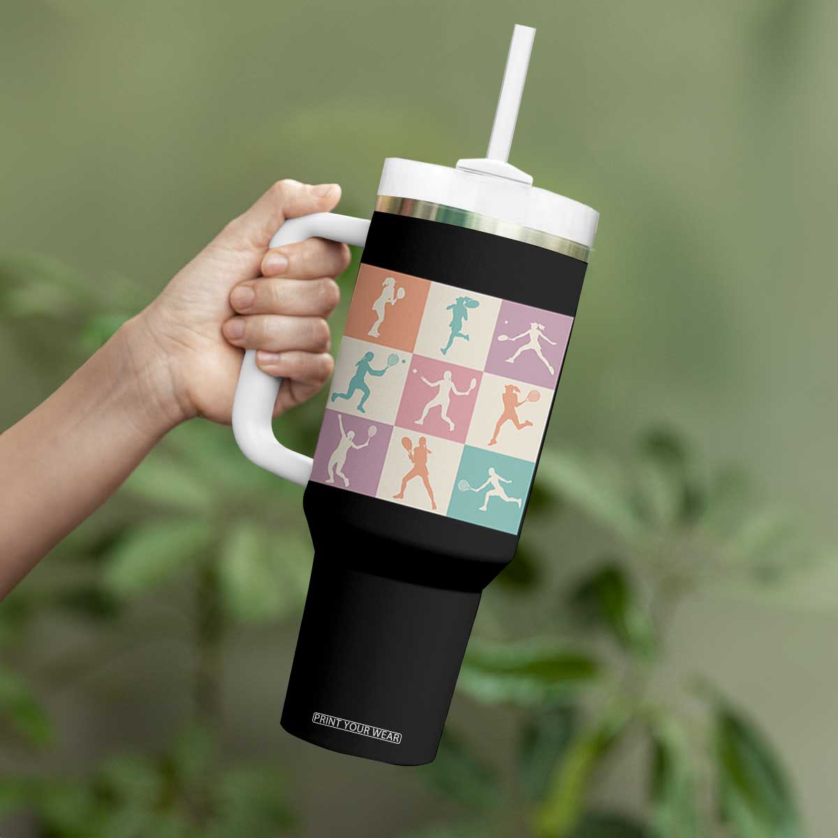 Tennis Lover Colorful Pastel Grid Sports Fan Gift Tumbler With Handle TS12 Print Your Wear