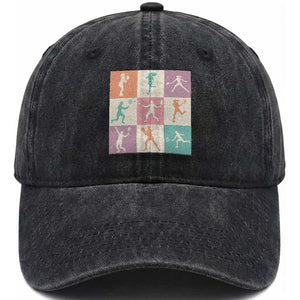 Tennis Lover Colorful Pastel Grid Sports Fan Gift Washed Cotton Baseball Cap TS12 Print Your Wear