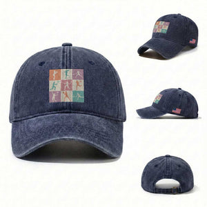 Tennis Lover Colorful Pastel Grid Sports Fan Gift Washed Cotton Baseball Cap TS12 Washed Cap Universal Fit Navy Print Your Wear