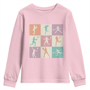 Tennis Lover Colorful Pastel Grid Sports Fan Gift Youth Sweatshirt TS12 Light Pink Print Your Wear