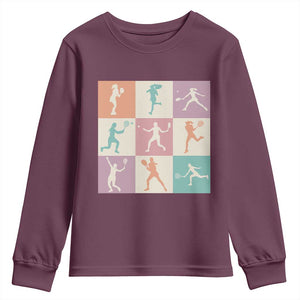 Tennis Lover Colorful Pastel Grid Sports Fan Gift Youth Sweatshirt TS12 Maroon Print Your Wear